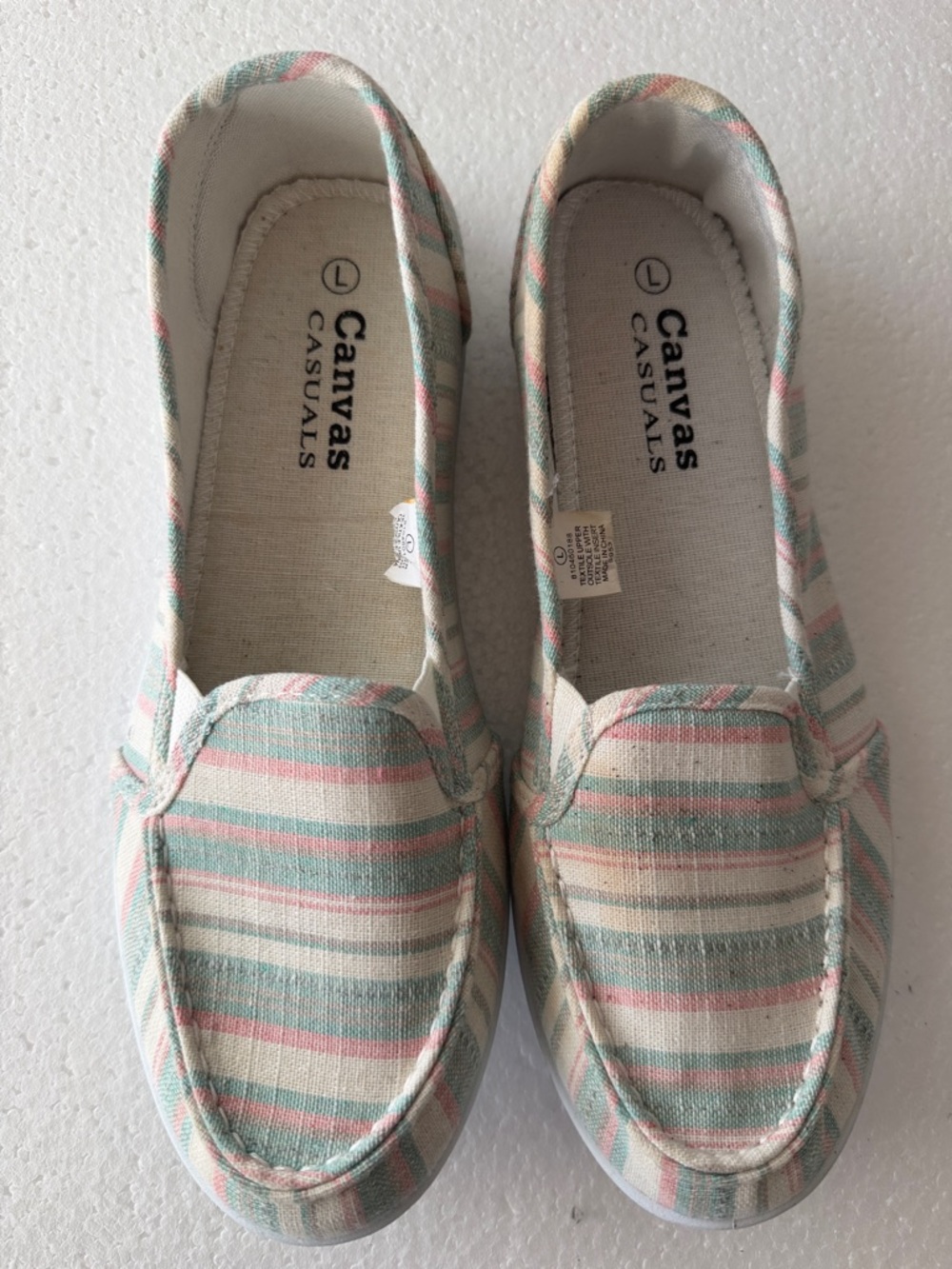 CANVAS CASUALS Women's Pastel Striped Slip-On Flats